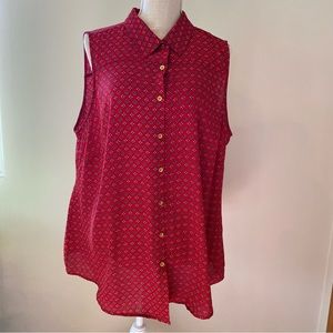 RRed/ White/ black collared TANK TOP